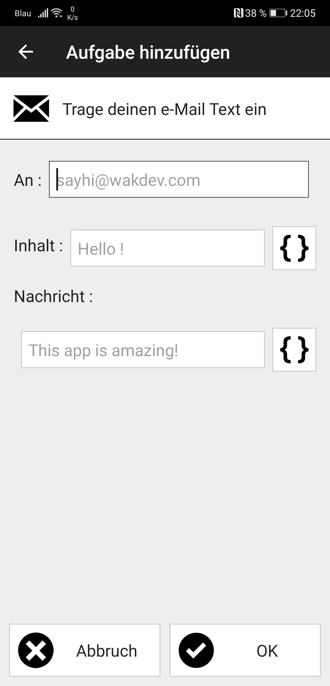 Screenshot Smartphone: E-Mail ohne SIM-Karte(2)