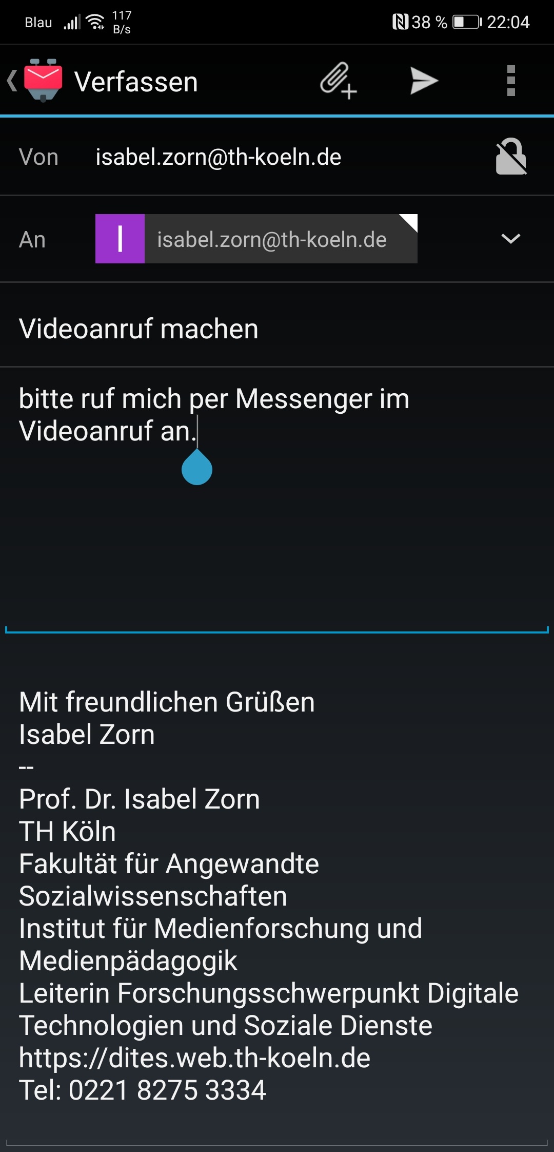 Screenshot Smartphone: E-Mail ohne SIM-Karte(3)